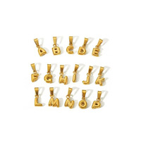 Breloque Alphabet Gonflée |   Pendentif miniature lettre initiale A-Z en acier inoxydable plaqué or PVD 18 carats pour la création de bijoux DIY