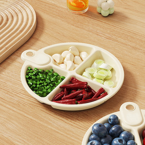 Plato redondo dividido con 4 compartimentos, contenedor de alimentos, bandeja de control de porciones para desayuno, pérdida de peso, uso infantil - Product Image 1