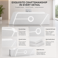 Comptoir de réception moderne minimaliste blanc avec éclairage LED intégré pour salon, spa, clinique dentaire, hall d'hôtel