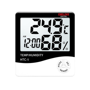 Delixi Electric Indoor Thermometer Hygrometer <b>Large</b> Screen Digital HTC-1 Home Weather Station With Alarm <b>Clock</b> - Product Image 2