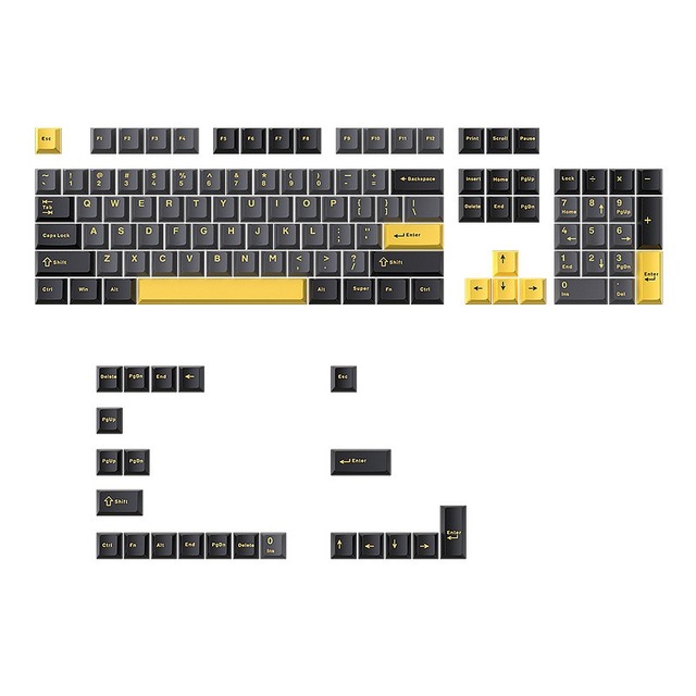 Black Yellow Keycap Cherry Profile Double Shot 126Key Mechanical Keyboard Keycap Set for Amazon/eBay/Lazada/wish