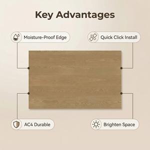 พื้นไม้แอชหลายชั้นเคลือบแว็กซ์กันความชื้น พร้อมมาตรฐาน AC4 และระบบคลิ๊กล็อค สำหรับห้องนอนในอพาร์ตเมนต์ - Product Image 2