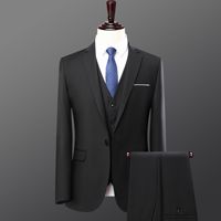Costume Professionnel Haut de Gamme Bleu Marine pour Homme, Veste à Col en V et Simple Boutonnage, Salopette d'Affaires Noire avec Broderie de Logo Personnalisable