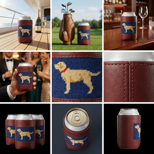 Portabicchieri Personalizzato in Vera Pelle con Ricamo a Punto Croce, 330ML, Antiscivolo per Casa e Viaggio - Product Image 4