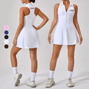 Hochwertiges Sport kleid für Frauen mit hoher Taille Neuer abnehmender Fitness anzug mit Golf-Tennis-Revers rock Design Damen-Fitness-Sets - Product Image 3