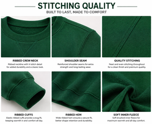 Sudadera de Cuello Redondo Verde Sólido para Hombre, 100 % Algodón de Primera Calidad, Corte Regular, Informal, Manga Larga - Product Image 5