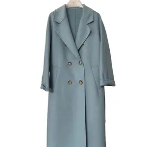 Manteau long en laine de cachemire pour femme, vêtement féminin, tenue décontractée, tendance