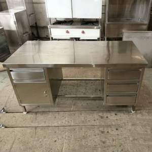 Stainless <b>Steel</b> Freestanding <b>Workbench</b> with Drawers Cabinet Polished Finish Food-Grade Powder Coating for Kitchen Prep Areas - Product Image 1