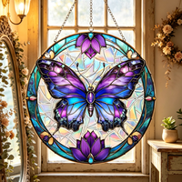 Attrape-soleil en peinture acrylique, design traditionnel, papillon arc-en-ciel, décoration intérieure, ornement de balcon d'été, 10 pouces