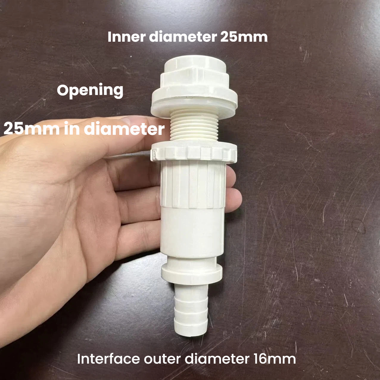 เส้นผ่านศูนย์กลางรูสีขาว 20 มม. เส้นผ่านศูนย์กลางภายนอกของบาร์บ 16 มม.