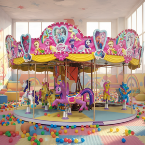 Carrusel Infantil de Madera y Fibra de Vidrio Yamoo, Equipo de Juego para Uso en Interiores y Exteriores, para el Hogar y Centros Comerciales - Product Image 1