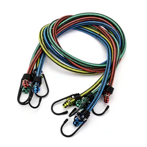 Bike Bicycle Outdoor Custom Rubber 8mm Latex Loop Heavy Duty Double Elastic Hooks Cords Rope Carabiner Hook Bungee Cord