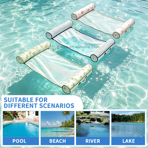Hamaca Flotante Portátil para Piscina, Tumbona Flotante para Lago con Cubierta <span class=keywords><strong>de</strong></span> Tela Lavable y Extraíble, Cama Flotante <span class=keywords><strong>de</strong></span> Malla - Product Image 3