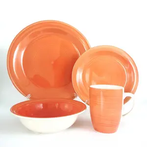 Assiette à dîner en céramique design 2022 couleurs porcelaine d'Afrique du Sud ensembles de vaisselle orange royale émaillée pas cher