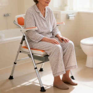 <b>Bathing</b> Stool Commode Chair Height Adjustable Shower <b>Bench</b> With Cold Proof Mat For Elderly Bathroom Safety Equipment - Product Image 2