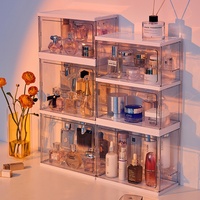 Boîte de rangement pour parfums grande capacité, anti-poussière, en plastique empilable, présentoir de luxe léger pour coiffeuse et étagère de bureau