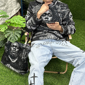 Free Mock Up Custom Tapestry Hoodie Hip Hop <strong>Jacquard</strong> Woven Tapestry Hoodie Rod Wave Tapestry Custom - Product Image 3