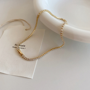 ドリームショー14K金メッキラインストーン充填テニスチェーンチョーカーネックレス - Product Image 3