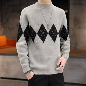 สเวตเตอร์ของผู้ชายเสื้อถักแบบเข้ารูปใส่สบายคอตั้งทำจาก2025สินค้าใหม่ - Product Image 4