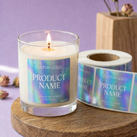 Étiquettes holographiques pour boîtes de bougies, logo personnalisé, impression imperméable en gros pour pots de bougies en verre