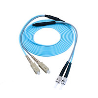 Câble de raccordement fibre optique duplex multimode 50/125 OM3 ST/UPC vers SC/UPC, cordon de brassage fibre optique, câble intérieur blindé