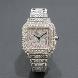 Iced Out Diamond Moissanite Stainless Steel Glass Sapphire Case Automatic Mechanical Watches for Men - Product Image 1