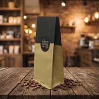 Pochette à fond carré biodégradable personnalisée, pochette autoportante en papier kraft 100g-500g, réutilisable pour grains de café, thermoscellable, refermable avec fermeture éclair