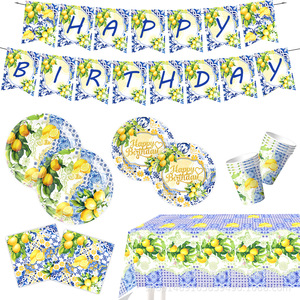 Artículos para Fiesta de Cumpleaños con Temática de Limón, 60-80 Piezas, Decoraciones para Mesa, Pancartas, Manteles, Juego de Decoración para Cumpleaños - Product Image 3