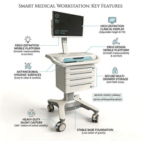 Chariot médical numérique Meden M6, chariot mobile pour hôpital, support médical universel, plaque de montage, moniteur patient, ordinateur portable
