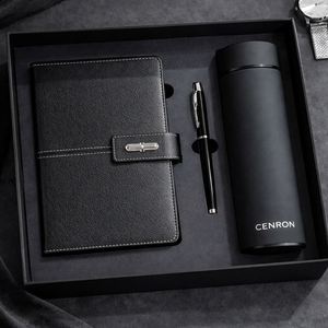 Custom Logo A5 PU Leather Notebook <b>Pen</b> & Vacuum Flask Gift Set, Luxury Corporate Business <b>Box</b> for Clients - Product Image 3