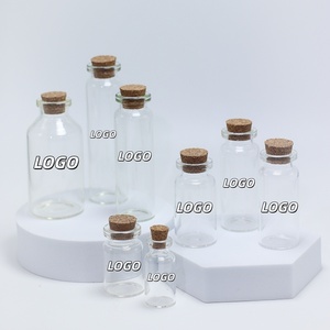 Wholesale Mini Wishing <b>Bottle</b> 5ml <b>10ml</b> 15ml 20ml 25ml Glass Vials Custom Logo Clear Glass Match Storage Jar with Cork Stopper - Product Image 1