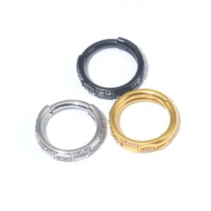 Anneau de nez en acier inoxydable avec incrustation de zircon, design géométrique, fermeture à ouverture, bijoux de piercing pour femmes, cadeau - Product Image 3