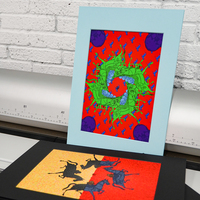 Affiche Giclée Imprimée Encadrée sur Carton Sans Acide, Reprenant une Photo de Célébrité et une Illustration Artistique, Peinture Décorative