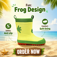 Bottes de pluie en néoprène 3D grenouille pour enfants, durables, imperméables, antidérapantes, en caoutchouc naturel, pour filles et garçons, service OEM, vente en gros
