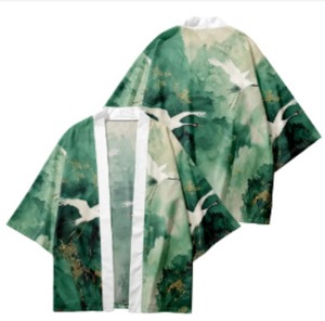 Kimono Haori japonais imprimé Oni pour homme, cardigan à manches courtes, veste streetwear ouverte sur le devant, costume d'Halloween - Product Image 4