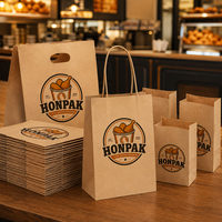 Sacs en papier jetables personnalisés pour la restauration rapide, imprimés sur mesure, résistants à la graisse, pour poulet frit, sacs SOS pour restaurant HONPAK