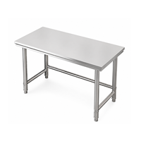 Table de travail / plan de travail en acier inoxydable sur mesure 1500-1800 mm, à un seul niveau, soudée, pour cuisine de restaurant et préparation alimentaire