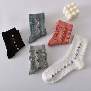Chaussettes en coton de haute qualité pour femme, mi-mollet, style coréen Sen, à nouer, rétro et littéraires, pour automne-hiver - Product Image 6