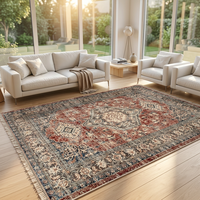 Tapis persan vintage antidérapant, lavable, résistant à l'usure, tapis de sol doux pour salon, chambre, entrée, décoration intérieure