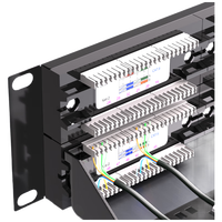 Panneau de brassage 24 ports 1U 19 pouces Cat6 UTP RJ45 avec coupleur traversant et barre de gestion de câbles intégrée pour rack de serveur et réseau de bureau