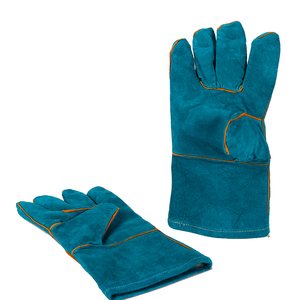 Guantes de soldadura de cuero naranja Protección de manos resistente al calor Guantes de soldadura de trabajo de seguridad Guantes de cuero dividido de vaca - Product Image 3