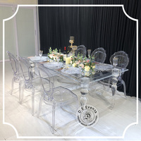 Neues Design Moderne Transparente Event Party Kristall Acryl Ess- und Hochzeitstafel