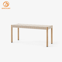 Meubles DAYLIGHT - Banc d'entrée élégant de style nordique, structure en bois de frêne massif, assise en corde tressée, pour chambre à coucher ou hôtel