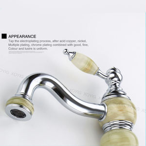 Grifo de Lavabo de Latón de Grado A con Acabado en Oro Titanio y Jade, Mezclador Giratorio para Hotel, Grifo de Agua Moderno de un Solo Orificio - Product Image 2