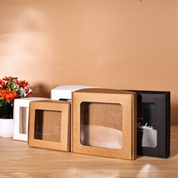 Emballage personnalisé de haute qualité nouveau design modèle carré boîte de papier brownie kraft épaissi fenêtre boîte postale bougie