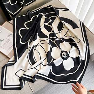 Nouveaux Grands Foulards en Soie de Marque de Créateur pour Dames, Écharpes Carrées de Luxe Imprimées 90*90cm, Châles en Soie Musulmans - Product Image 3