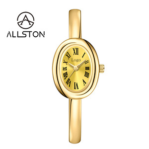 Montre Femme Élégante et Tendance 2026, Boîtier en Alliage Doré, Petit Cadran Ovale, Chiffres Romains, Étanche - Product Image 1