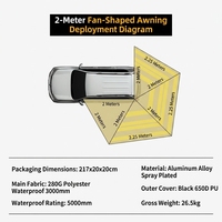 Qualité commerciale 270 °   Auvent latéral de voiture sans pieds, robuste, imperméable, pour pick-up et SUV, avec certification CE RoHS
