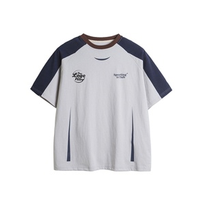 Couple T-<b>Shirt</b> Men's/Women's Customized Colors <b>100</b>% Cotton Color Blocking Sports Print Jersey Raglan Sleeves Short Sleeved Loose - Product Image 2