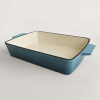 Plat de cuisson en fonte émaillée de 13 pouces Plat de cuisson rectangulaire antiadhésif Poêle à lasagne Plat à lasagne pour utilisation au four